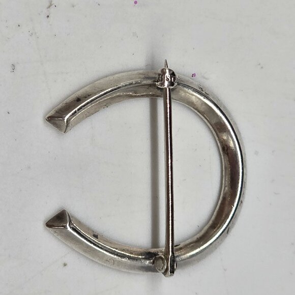 Vintage Horseshoe Brooch Sterling Rhinestones Charm Jewelry Gift Accessory - Picture 5 of 8